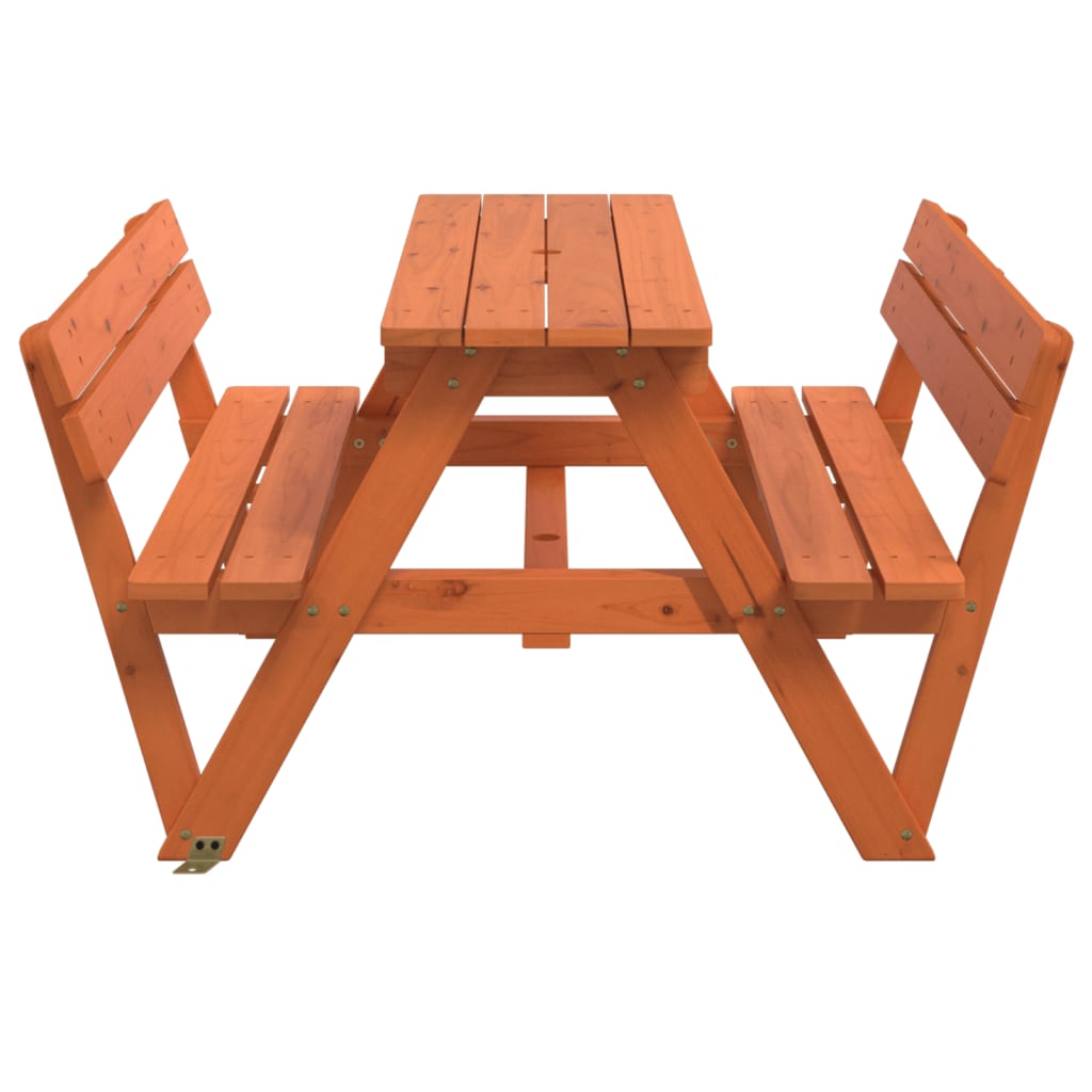 vidaXL Picnic Table for 4 Kids with Umbrella Hole Solid Wood Fir