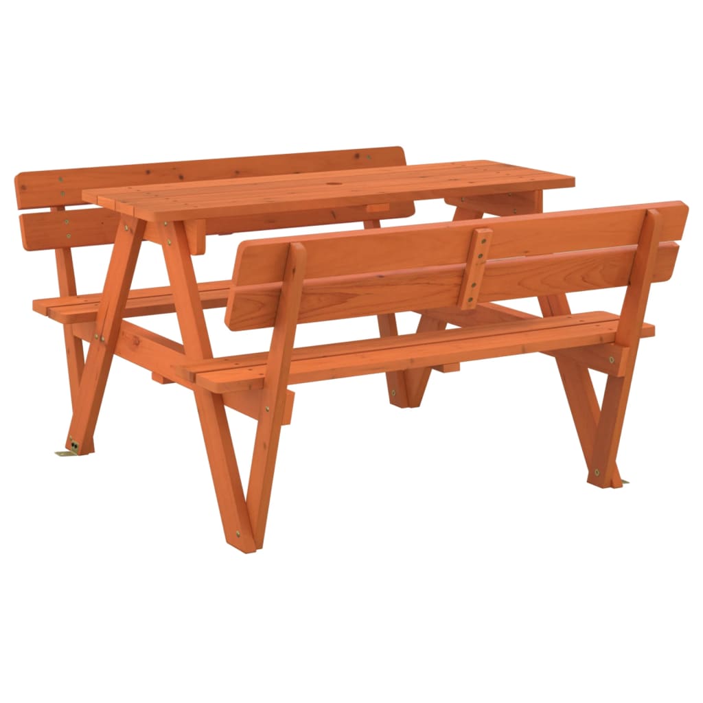 vidaXL Picnic Table for 4 Kids with Umbrella Hole Solid Wood Fir