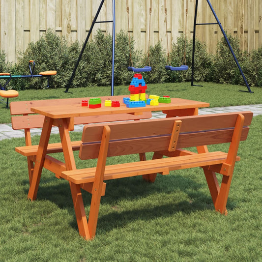 vidaXL Picnic Table for 4 Kids with Umbrella Hole Solid Wood Fir