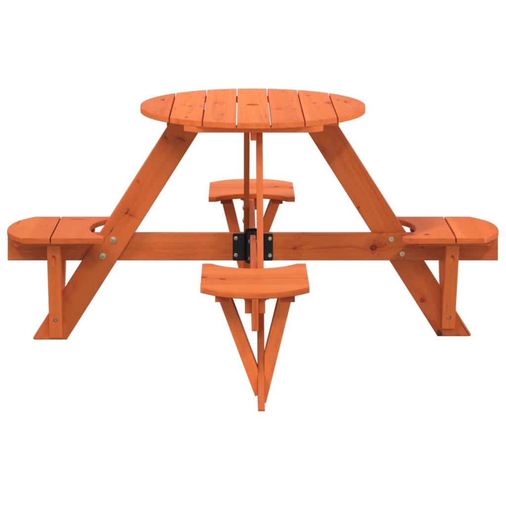 vidaXL Picnic Table for 4 Kids with Umbrella Hole Round Solid Wood Fir