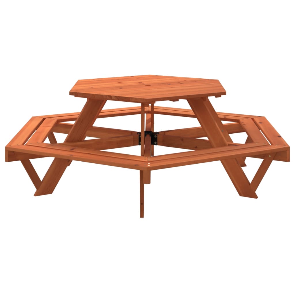 vidaXL Picnic Table for 6 Kids with Benches Hexagon Solid Wood Fir