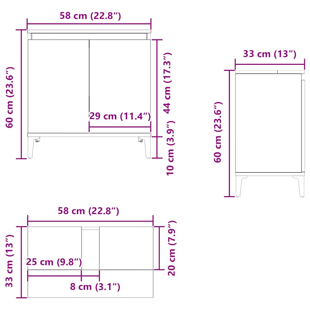 Sink Cabinet Sonoma Oak 58x33x60 cm Engineered Wood
