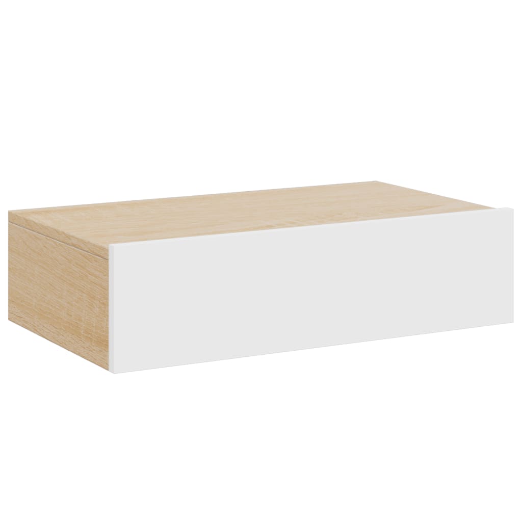 vidaXL Wall-mounted Bedside Cabinet with LED White&Sonoma Oak