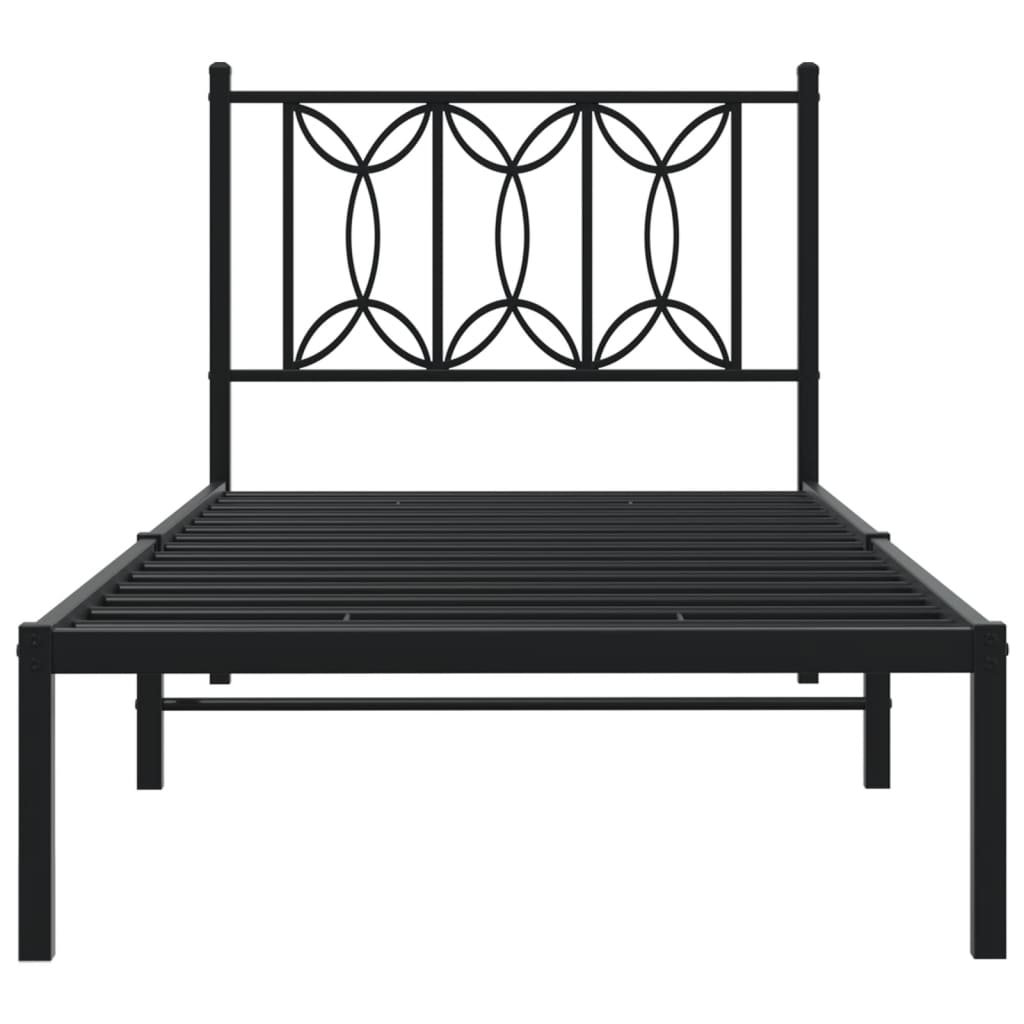 vidaXL Metal Bed Frame without Mattress with Headboard Black 75x190cm