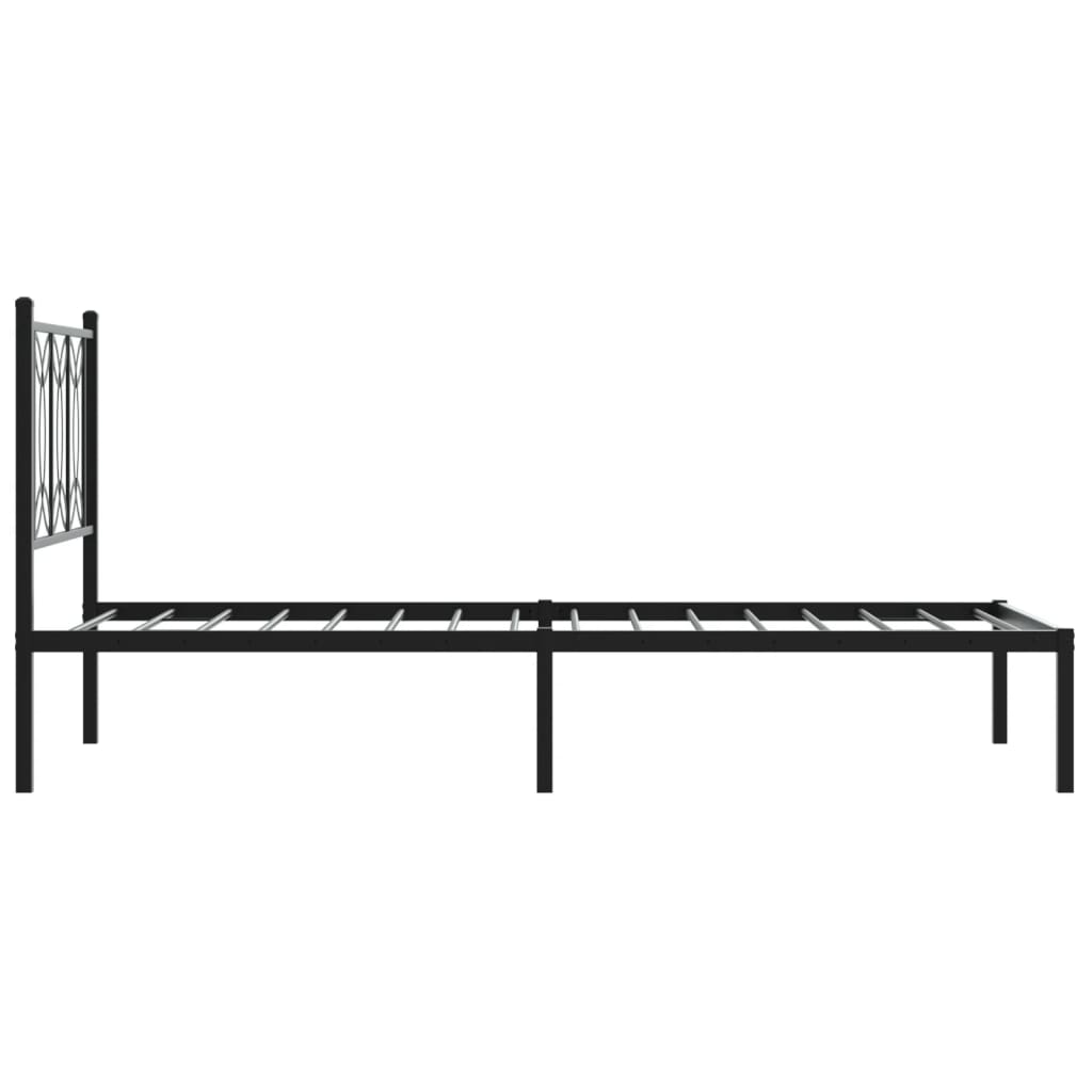 vidaXL Metal Bed Frame without Mattress with Headboard Black 75x190cm