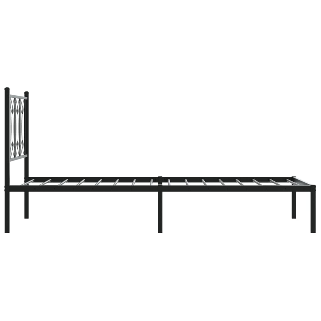 vidaXL Metal Bed Frame without Mattress with Headboard Black 90x200cm