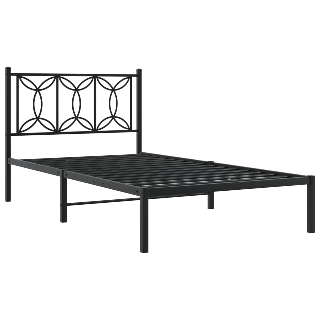 vidaXL Metal Bed Frame without Mattress with Headboard Black 100x190cm