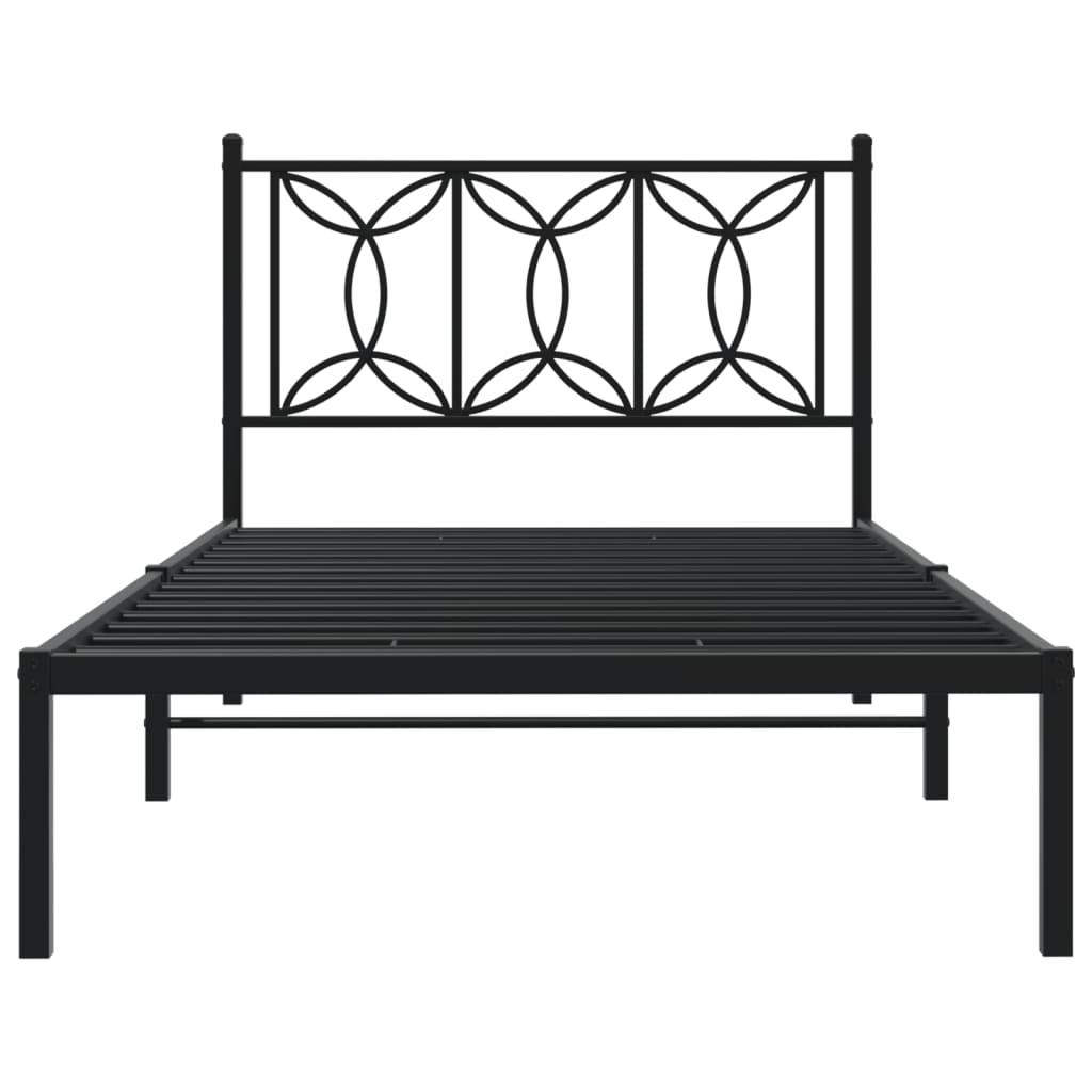 vidaXL Metal Bed Frame without Mattress with Headboard Black 100x190cm