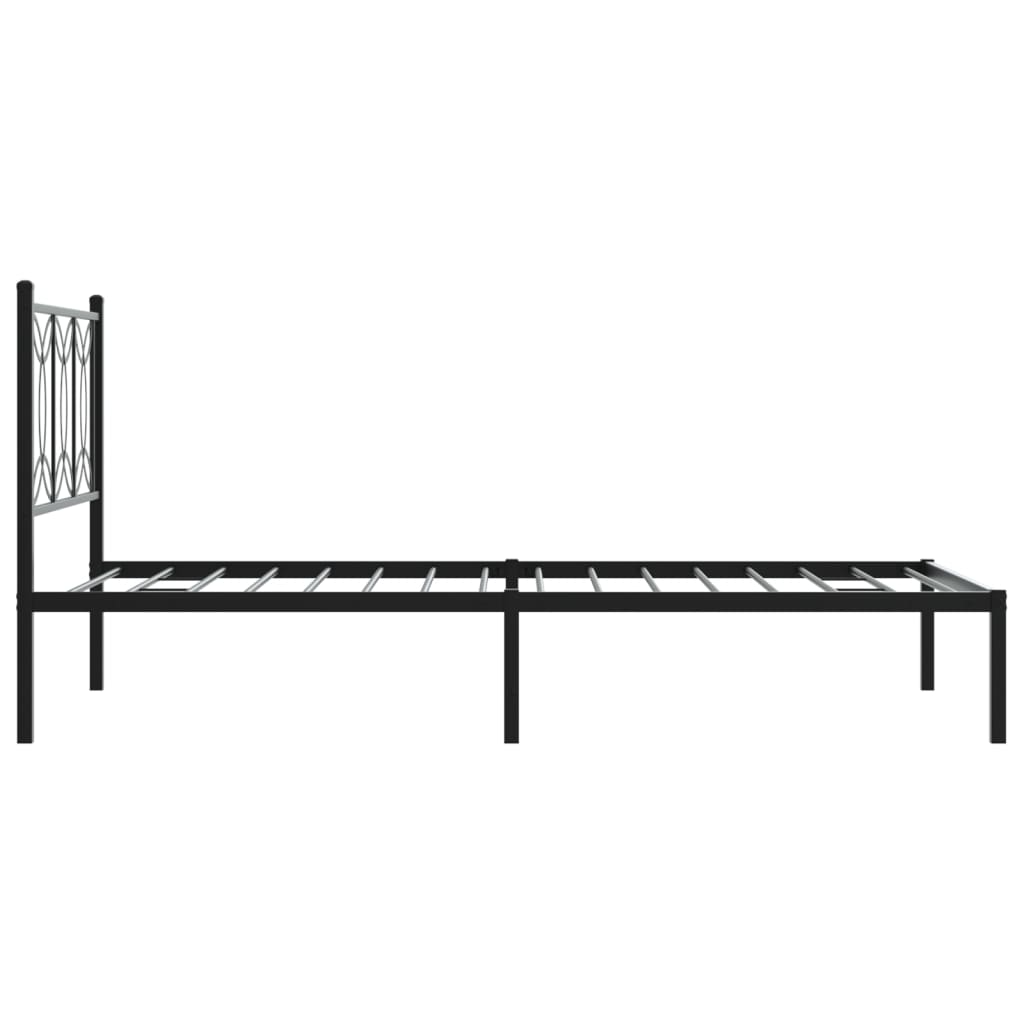 vidaXL Metal Bed Frame without Mattress with Headboard Black 100x190cm