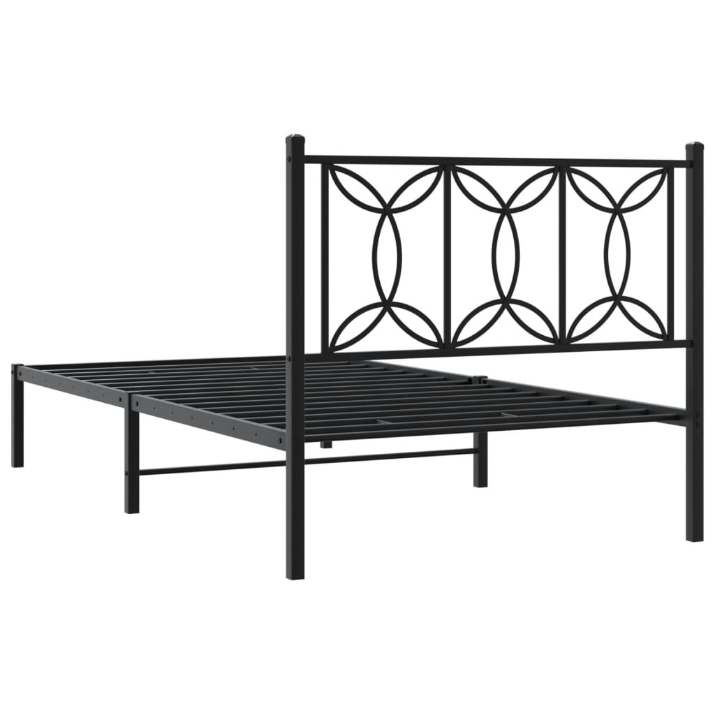 vidaXL Metal Bed Frame without Mattress with Headboard Black 100x190cm