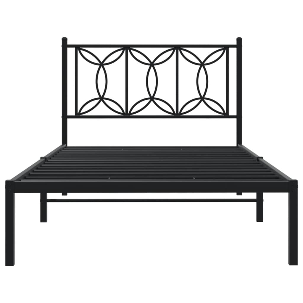 vidaXL Metal Bed Frame without Mattress with Headboard Black 100x200cm