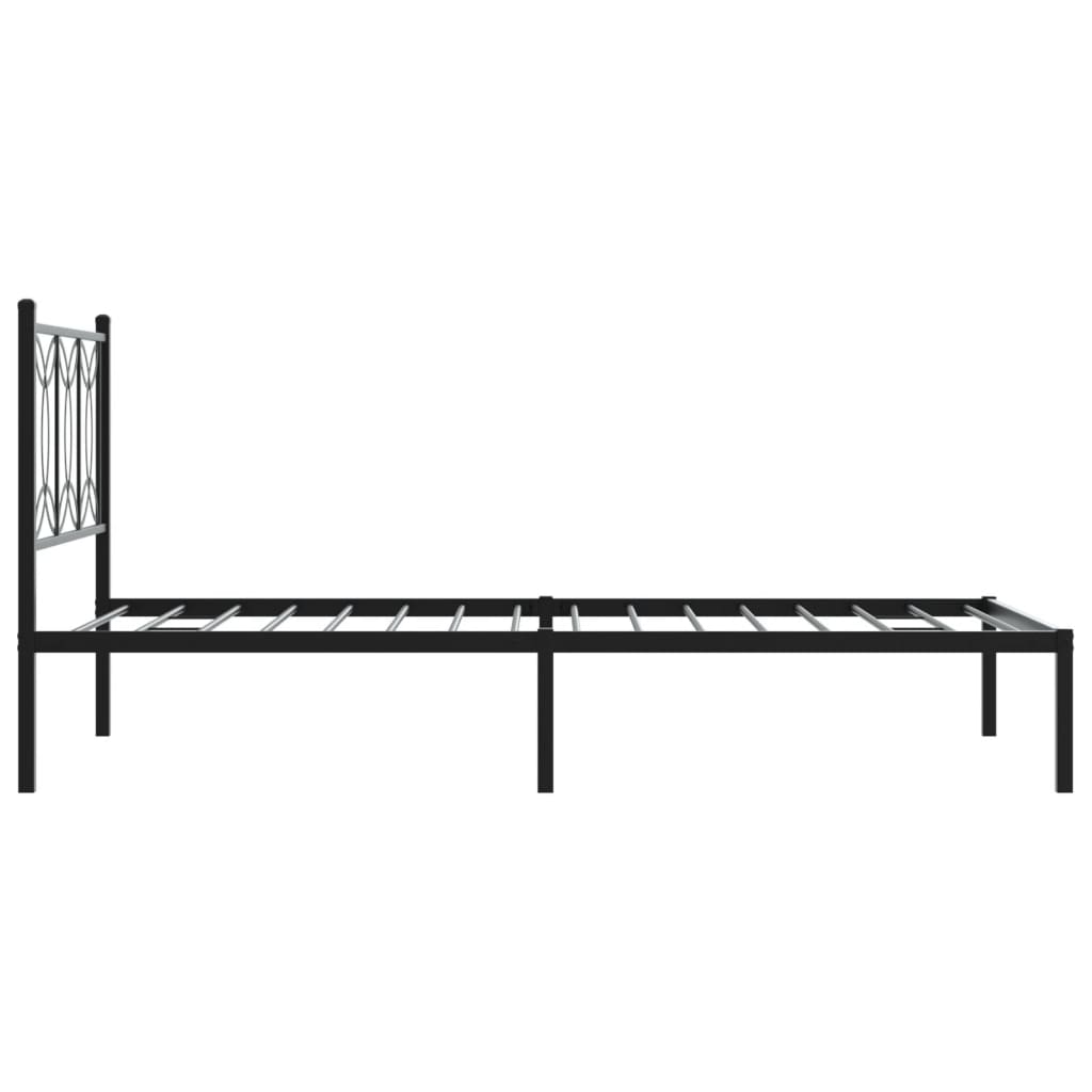 vidaXL Metal Bed Frame without Mattress with Headboard Black 100x200cm