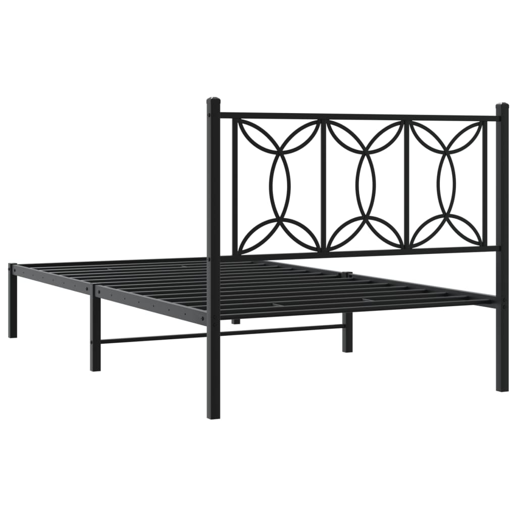 vidaXL Metal Bed Frame without Mattress with Headboard Black 100x200cm