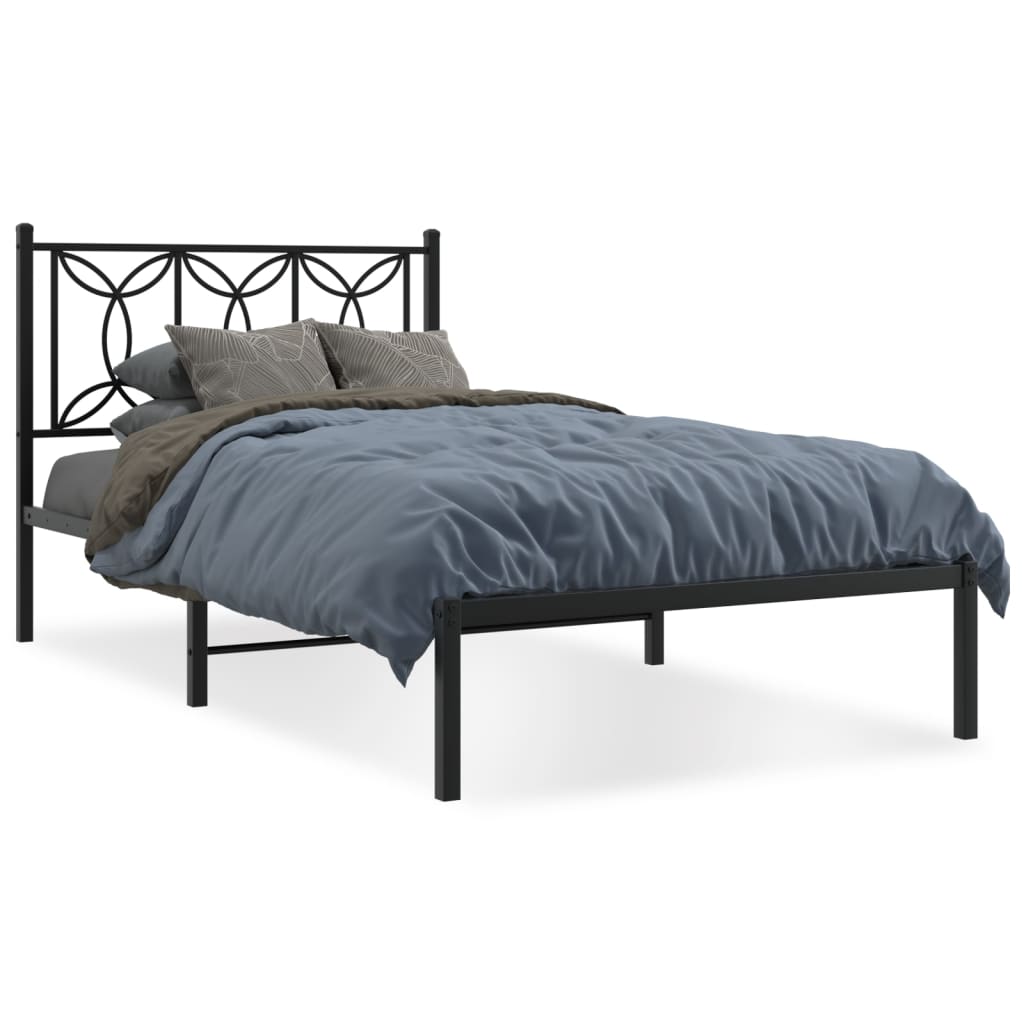 vidaXL Metal Bed Frame without Mattress with Headboard Black 100x200cm