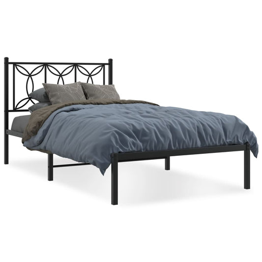 vidaXL Metal Bed Frame without Mattress with Headboard Black 100x200cm