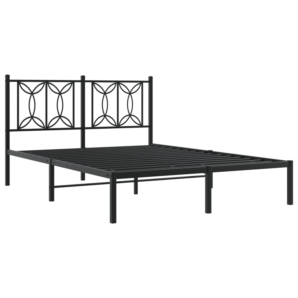 vidaXL Metal Bed Frame without Mattress with Headboard Black 140x190cm