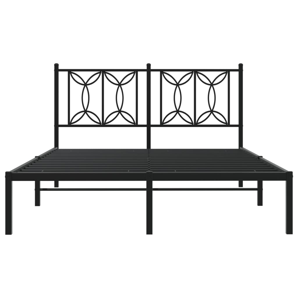 vidaXL Metal Bed Frame without Mattress with Headboard Black 140x190cm