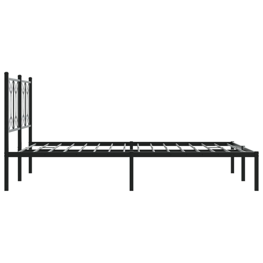 vidaXL Metal Bed Frame without Mattress with Headboard Black 140x190cm