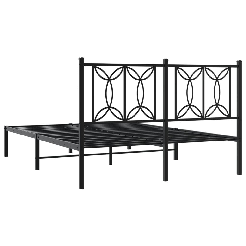 vidaXL Metal Bed Frame without Mattress with Headboard Black 140x190cm