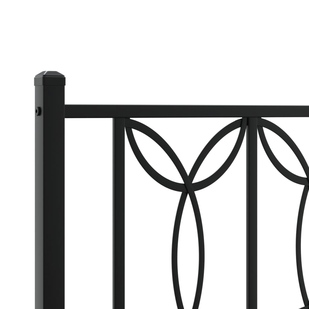 vidaXL Metal Bed Frame without Mattress with Headboard Black 140x190cm