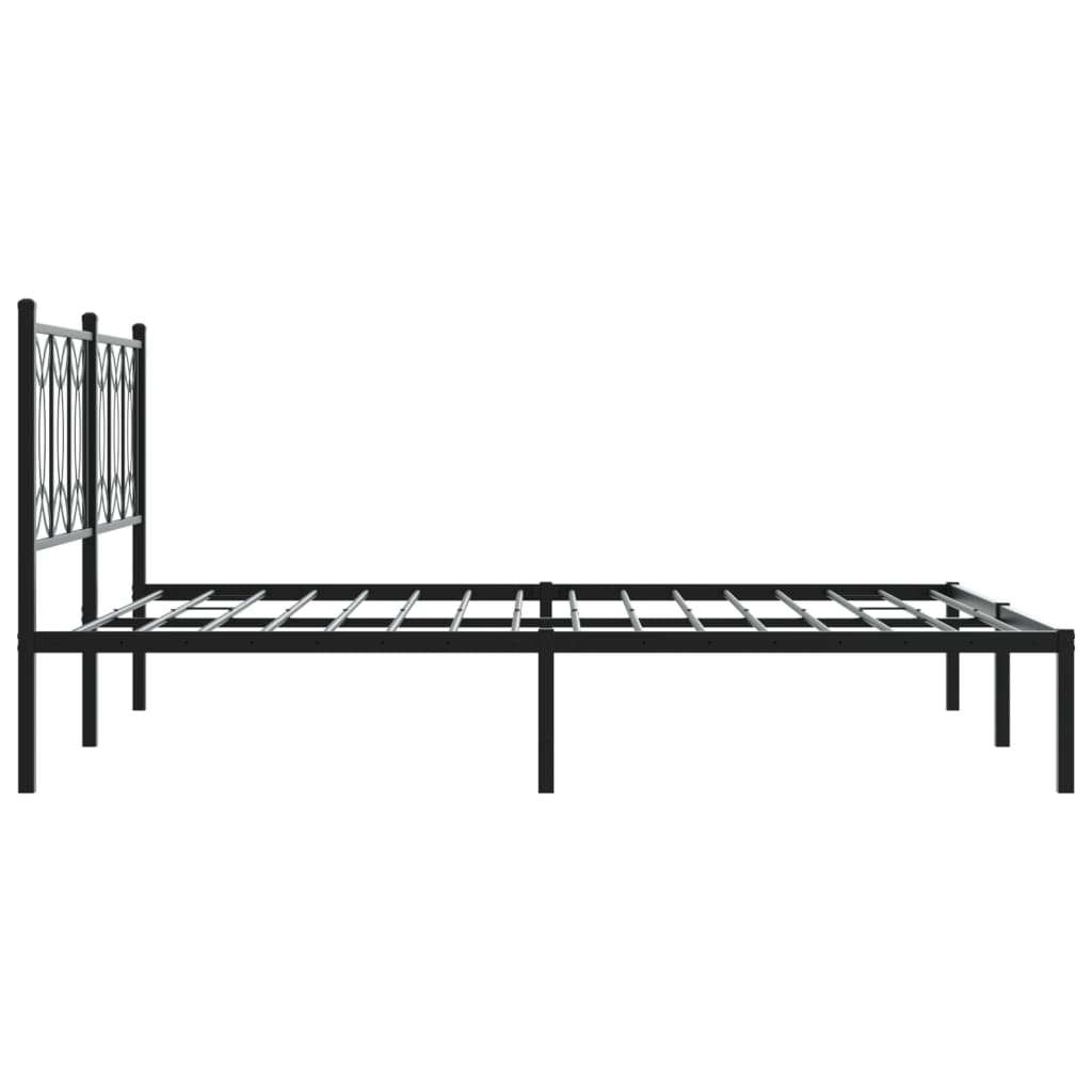 Metal Bed Frame without Mattress with Headboard Black 150x200cm