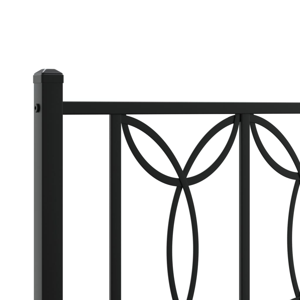 Metal Bed Frame without Mattress with Headboard Black 183x213cm