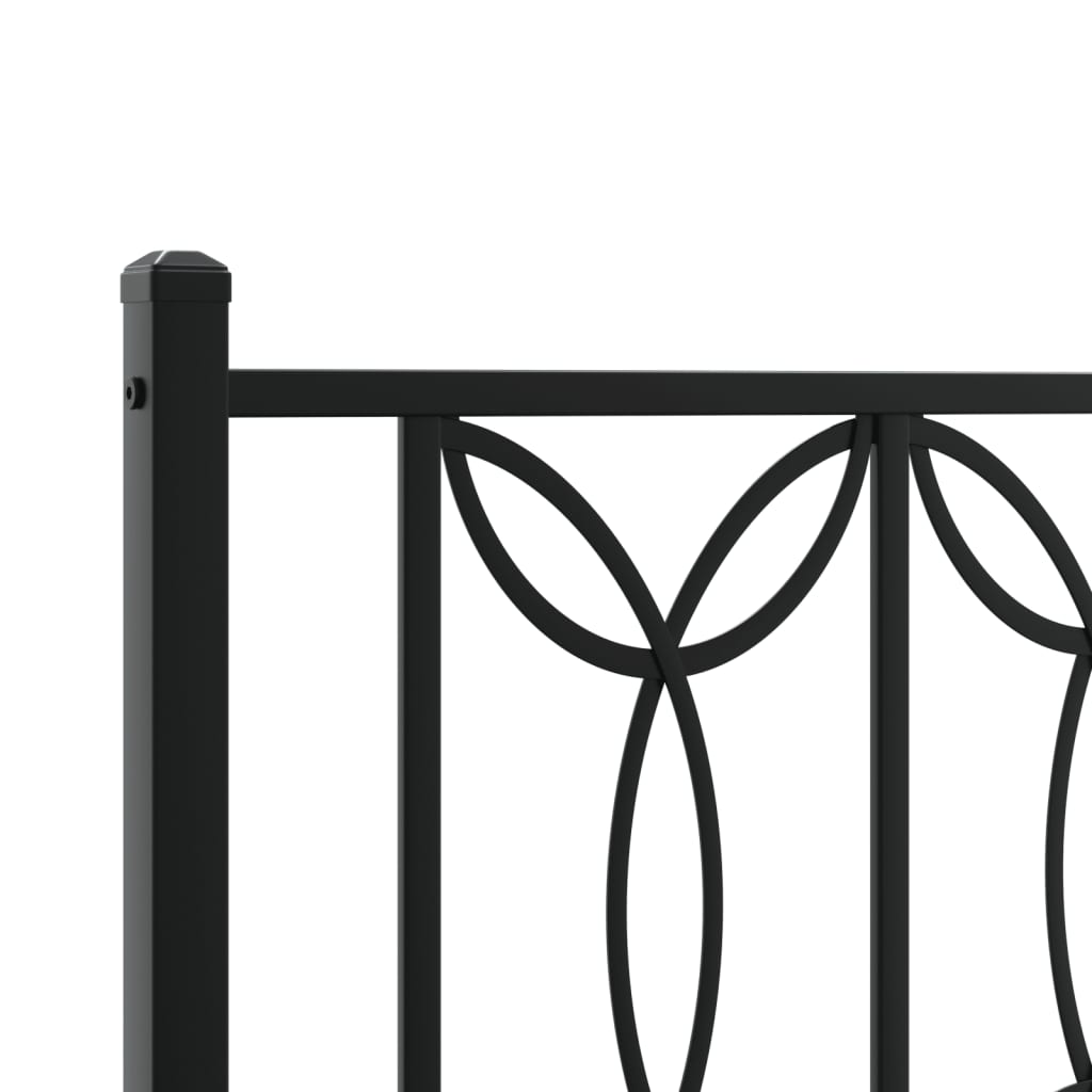 Metal Bed Frame without Mattress with Headboard Black 193x203cm