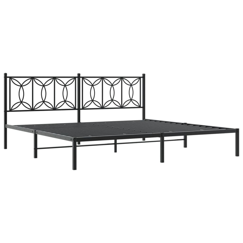 vidaXL Metal Bed Frame without Mattress with Headboard Black 200x200cm