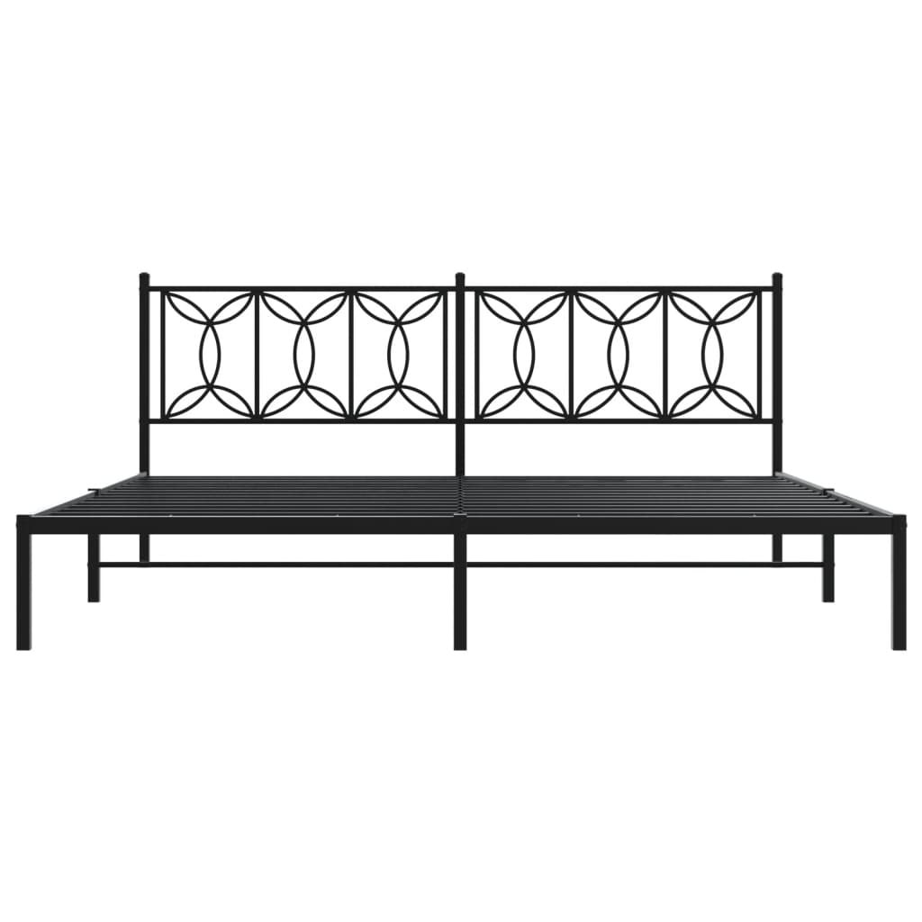 vidaXL Metal Bed Frame without Mattress with Headboard Black 200x200cm