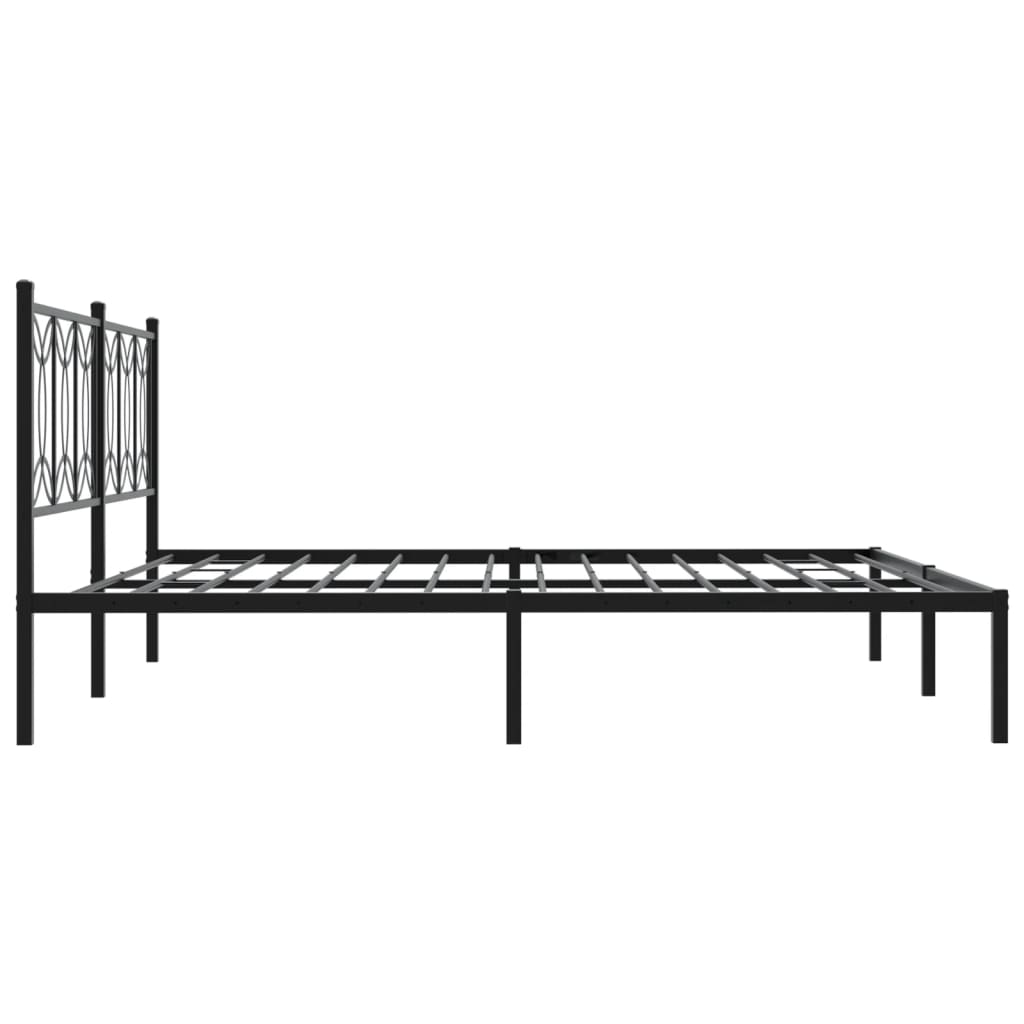 vidaXL Metal Bed Frame without Mattress with Headboard Black 200x200cm