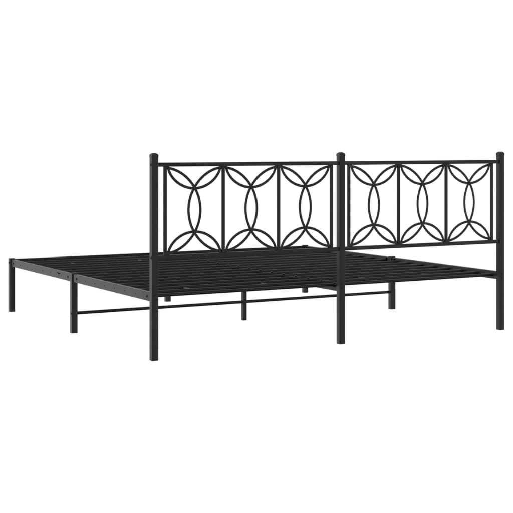 vidaXL Metal Bed Frame without Mattress with Headboard Black 200x200cm