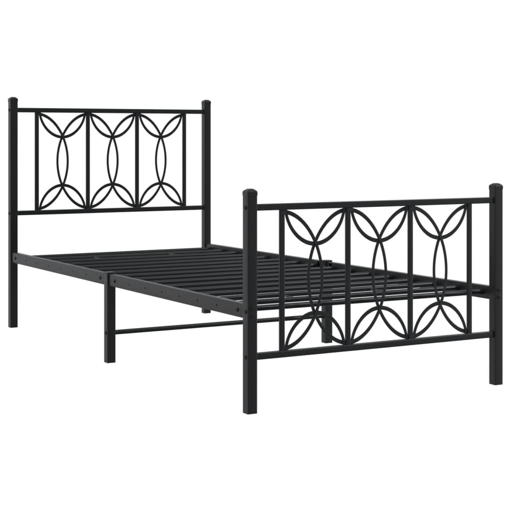 vidaXL Metal Bed Frame without Mattress with Footboard Black 80x200cm