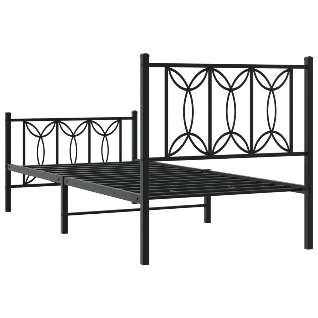 vidaXL Metal Bed Frame without Mattress with Footboard Black 80x200cm