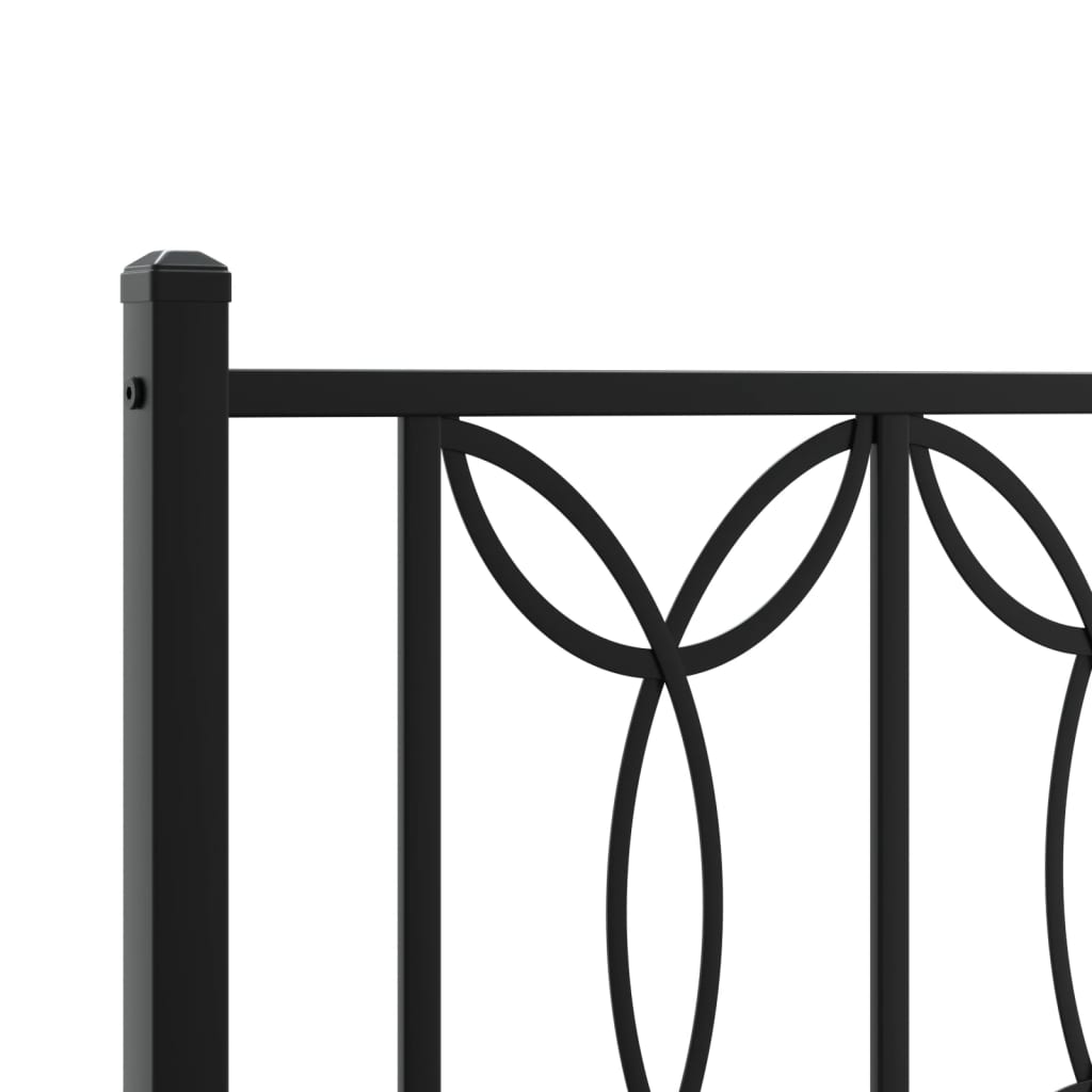 vidaXL Metal Bed Frame without Mattress with Footboard Black 80x200cm