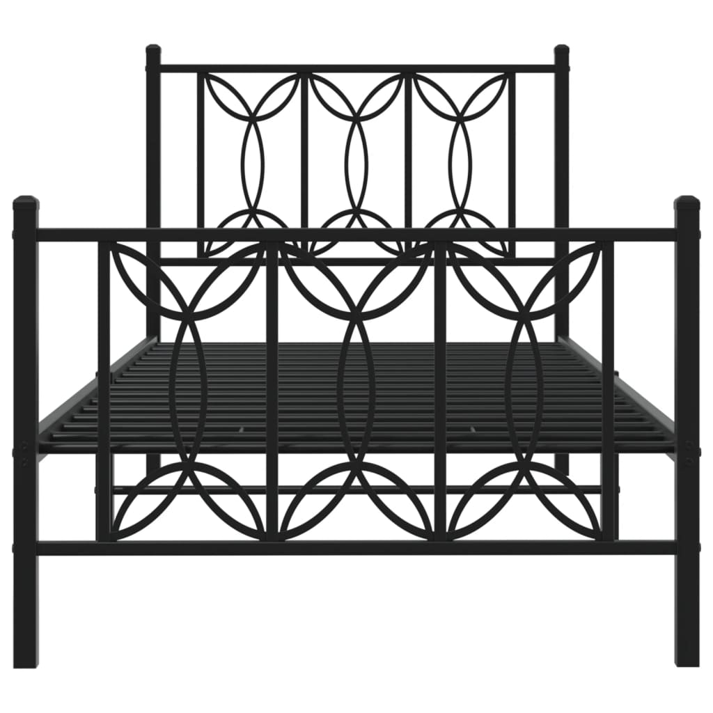 vidaXL Metal Bed Frame without Mattress with Footboard Black 90x200cm