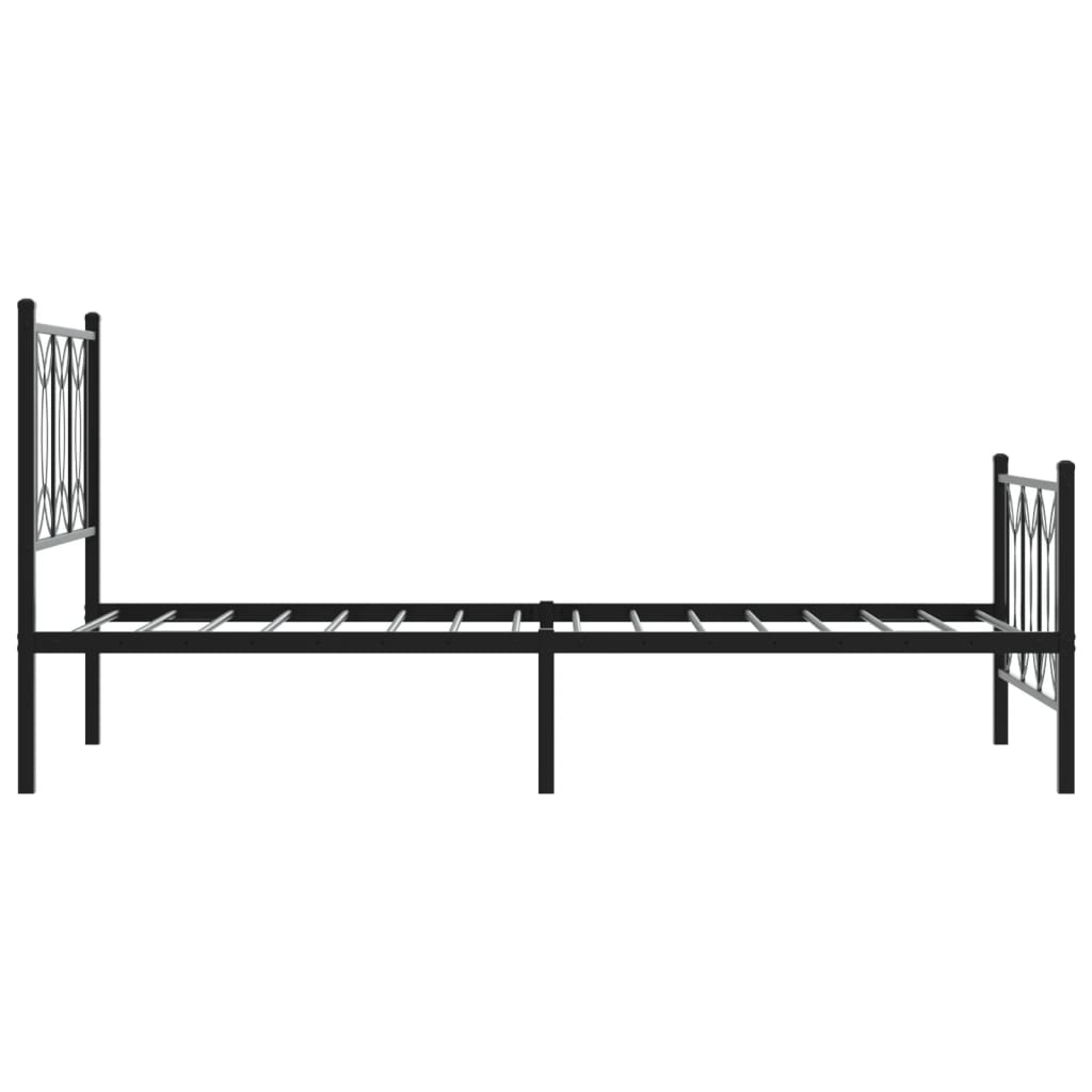 vidaXL Metal Bed Frame without Mattress with Footboard Black 90x200cm