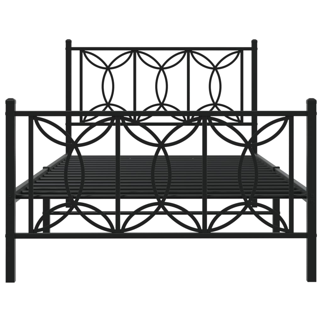 vidaXL Metal Bed Frame without Mattress with Footboard Black 100x190cm