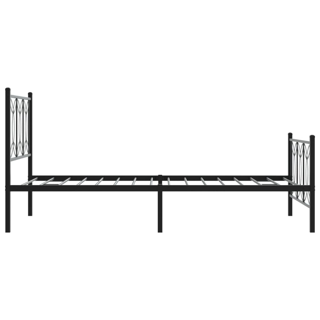 vidaXL Metal Bed Frame without Mattress with Footboard Black 100x190cm