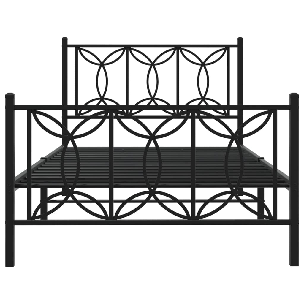 vidaXL Metal Bed Frame without Mattress with Footboard Black 107x203cm