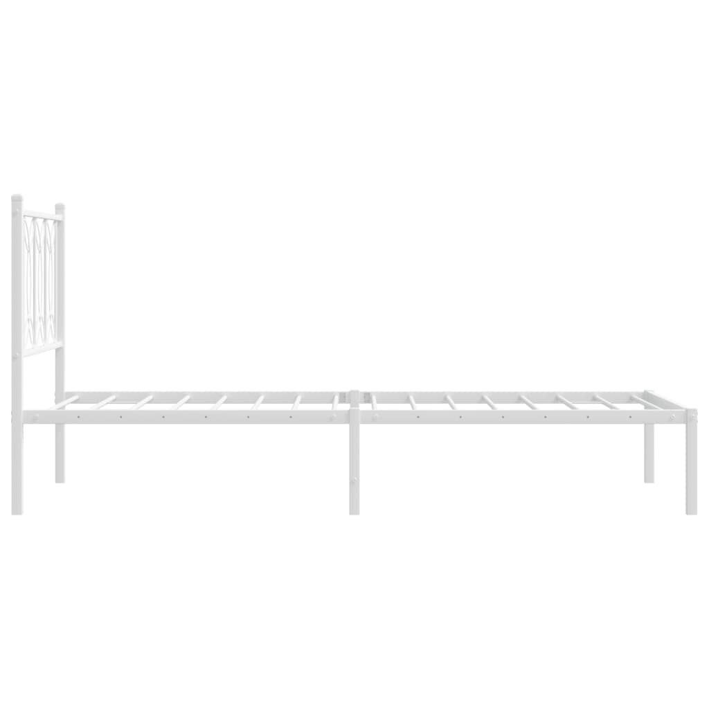 vidaXL Metal Bed Frame without Mattress with Headboard White 75x190cm