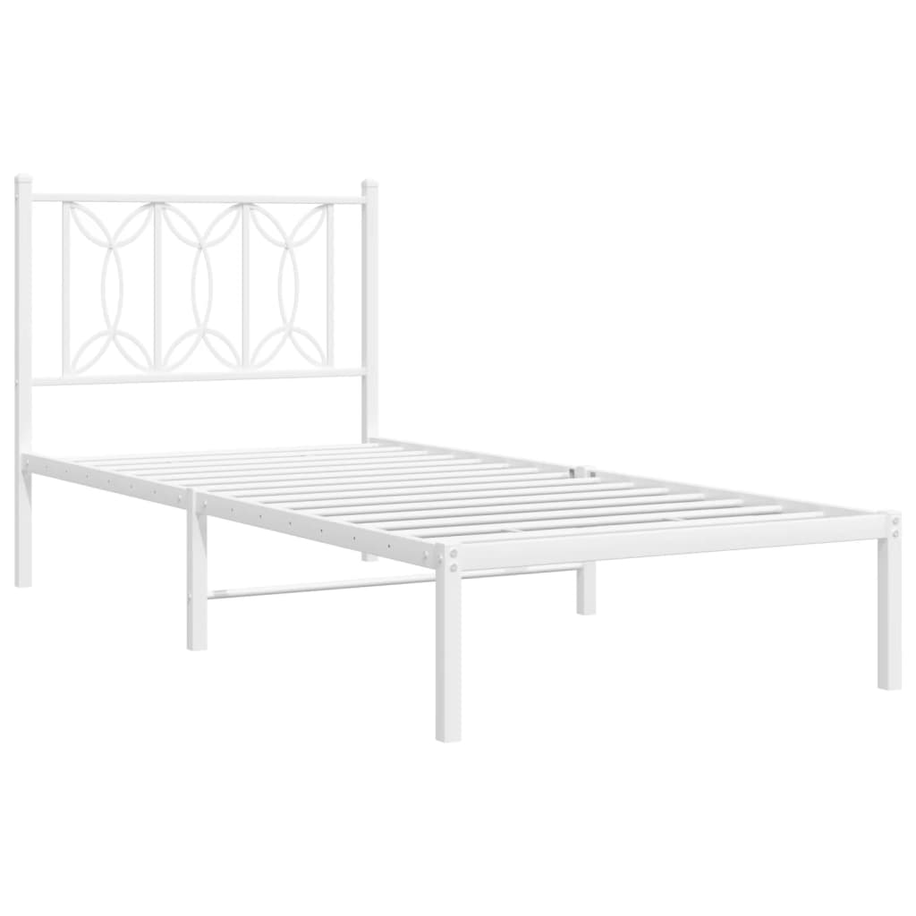 vidaXL Metal Bed Frame without Mattress with Headboard White 80x200cm