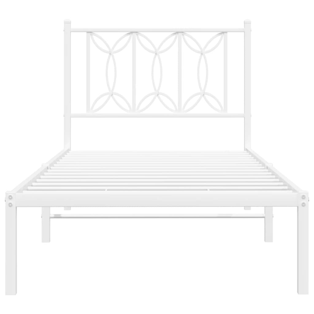 vidaXL Metal Bed Frame without Mattress with Headboard White 90x190cm