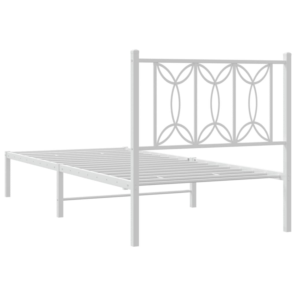 vidaXL Metal Bed Frame without Mattress with Headboard White 90x190cm