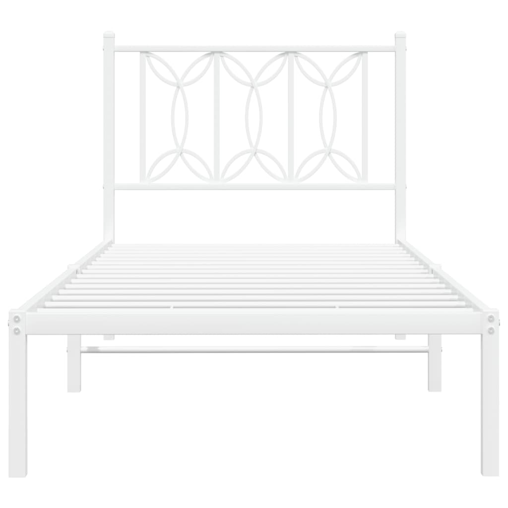 vidaXL Metal Bed Frame without Mattress with Headboard White 90x200cm