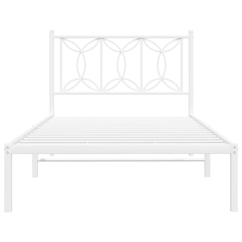 vidaXL Metal Bed Frame without Mattress with Headboard White 100x190cm