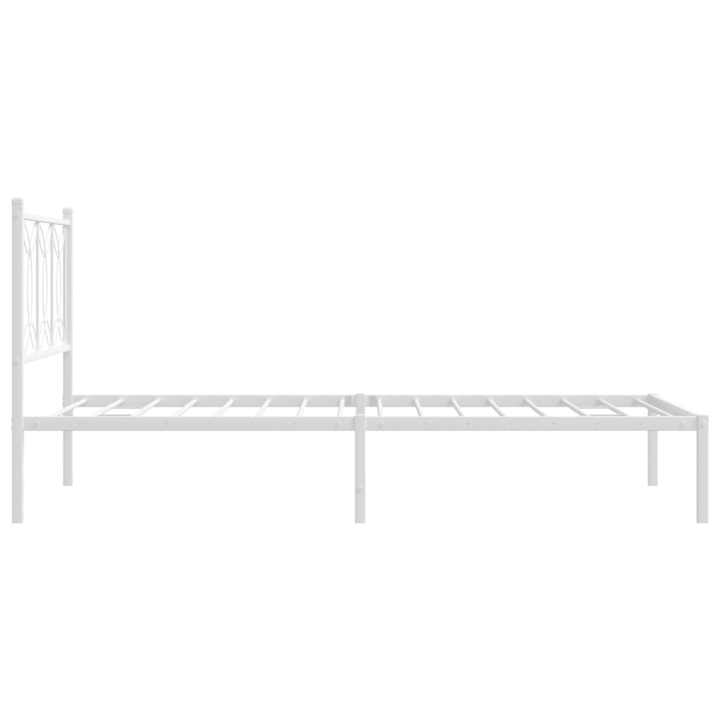 vidaXL Metal Bed Frame without Mattress with Headboard White 100x190cm