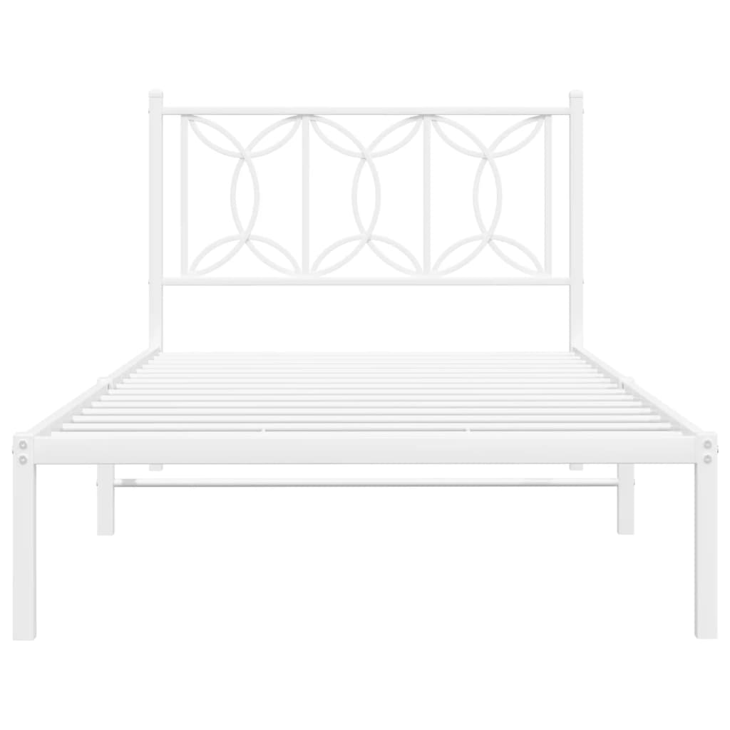 Bed Frame | White | Steel | 100x200 cm | Modern | Single Bed