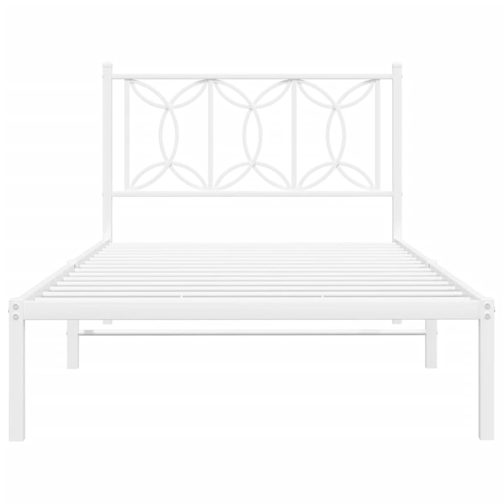 vidaXL Metal Bed Frame without Mattress with Headboard White 107x203cm