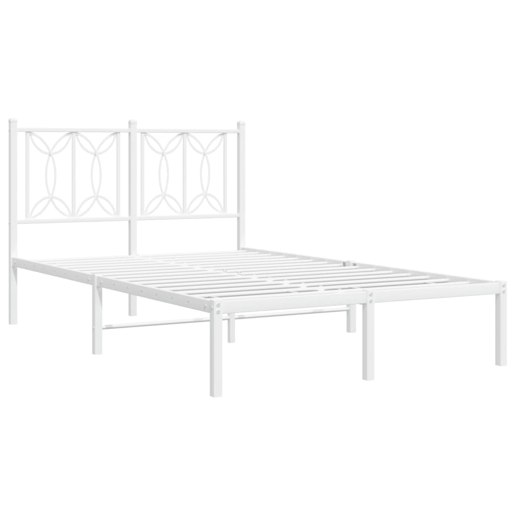 vidaXL Metal Bed Frame without Mattress with Headboard White 120x200cm