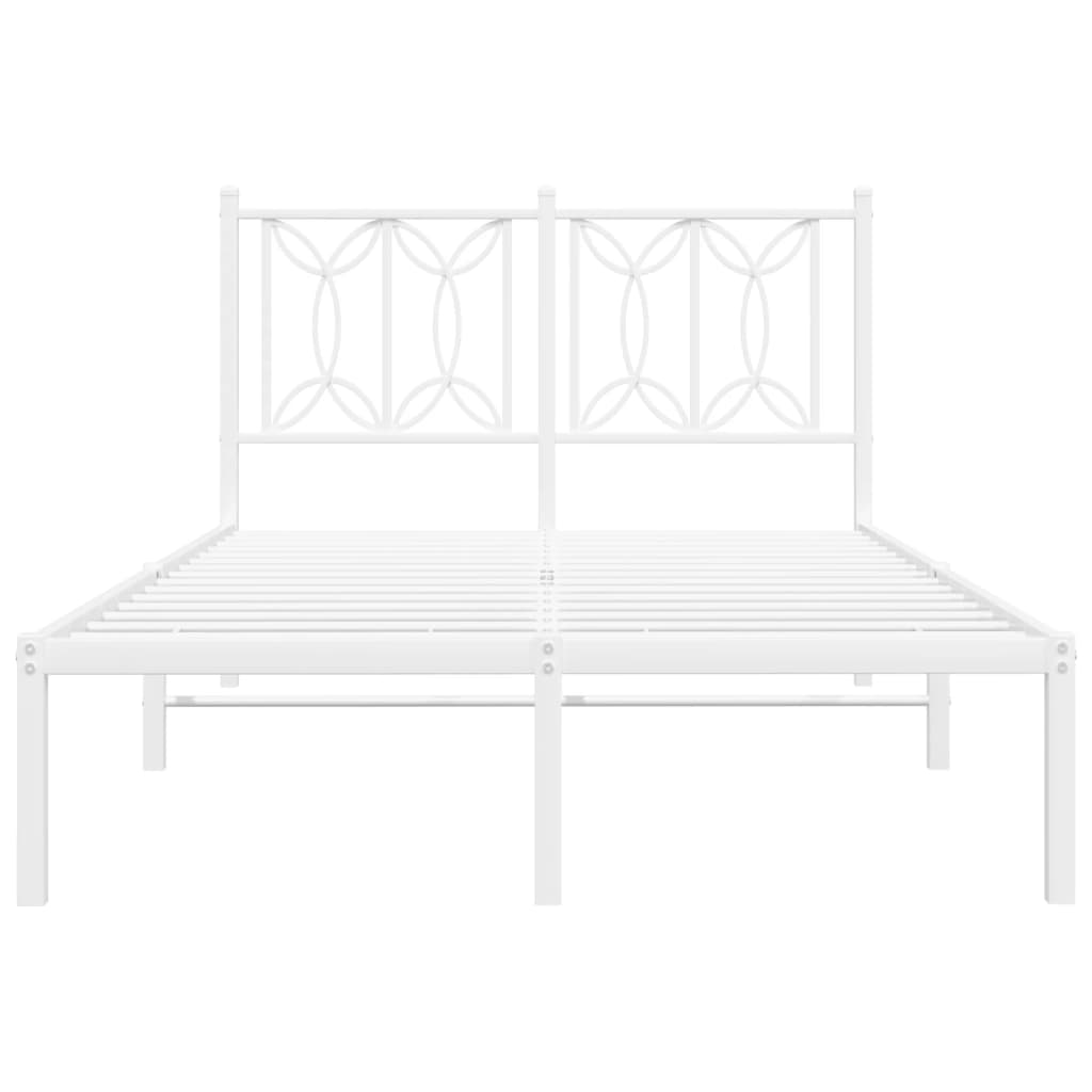 vidaXL Metal Bed Frame without Mattress with Headboard White 120x200cm